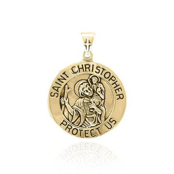 Saint Christopher Gold Vermeil Plate on Silver Pendant VPD4563 - Jewelry